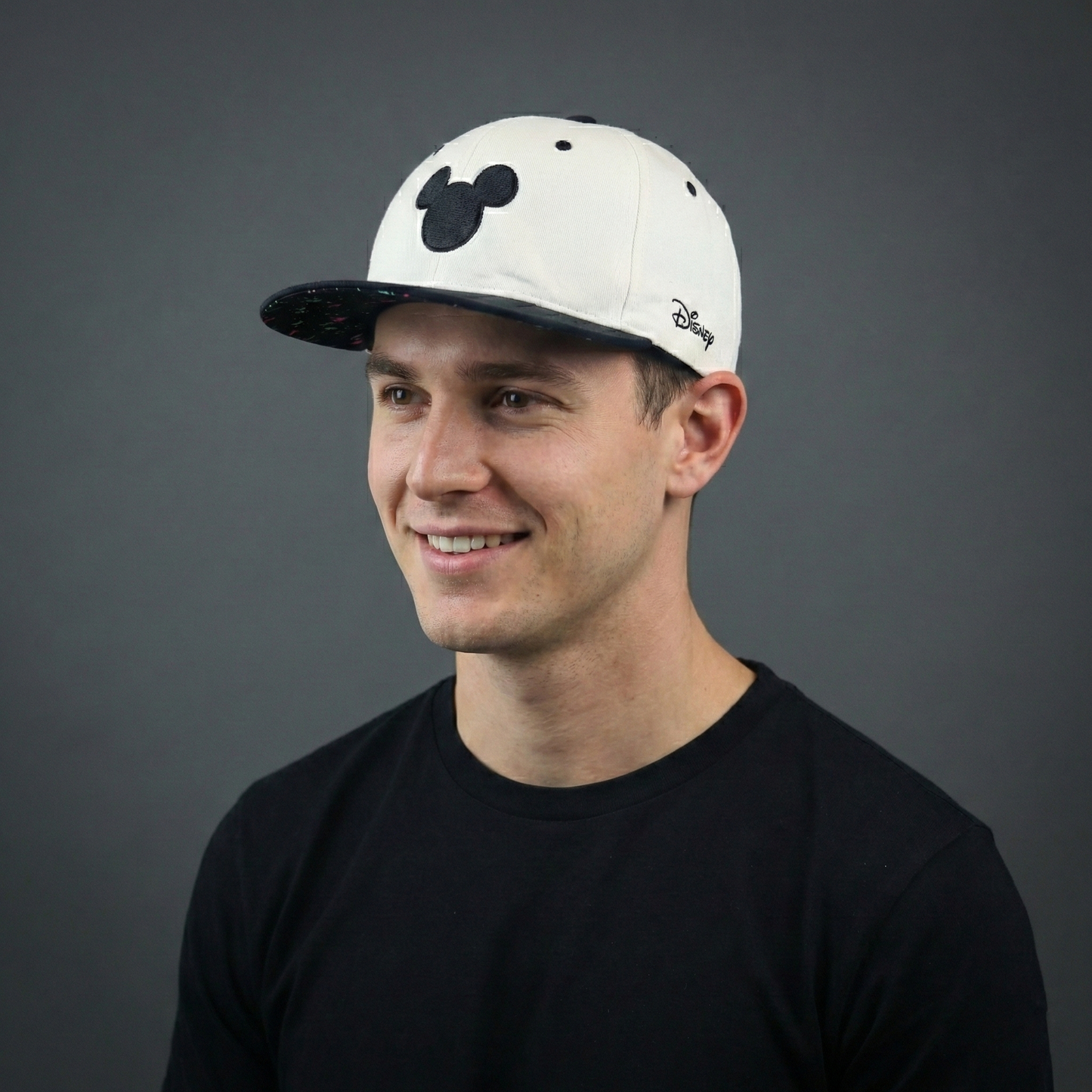 Vintage-Style Mickey Mouse Embroidered Flat Brim Thrifted Hat