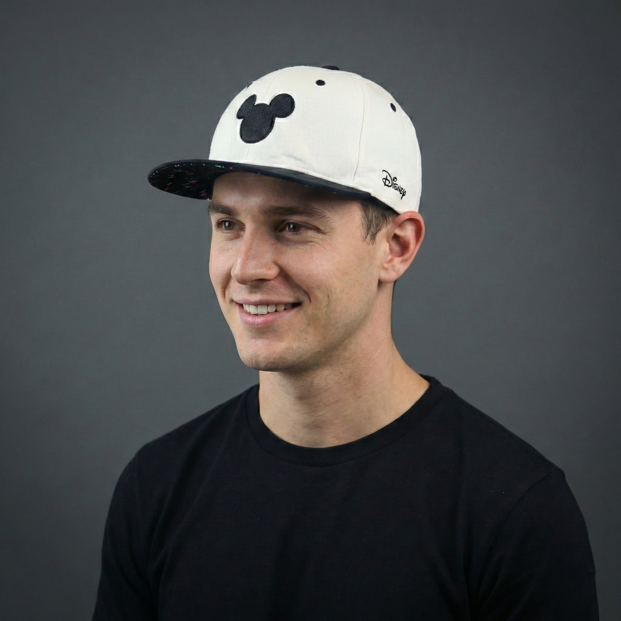 Vintage-Style Mickey Mouse Embroidered Flat Brim Thrifted Hat
