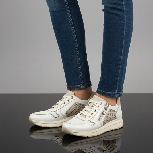 NeroGiardini Made in Italy White Leather Thrifted Platform Sneakers – Size 40