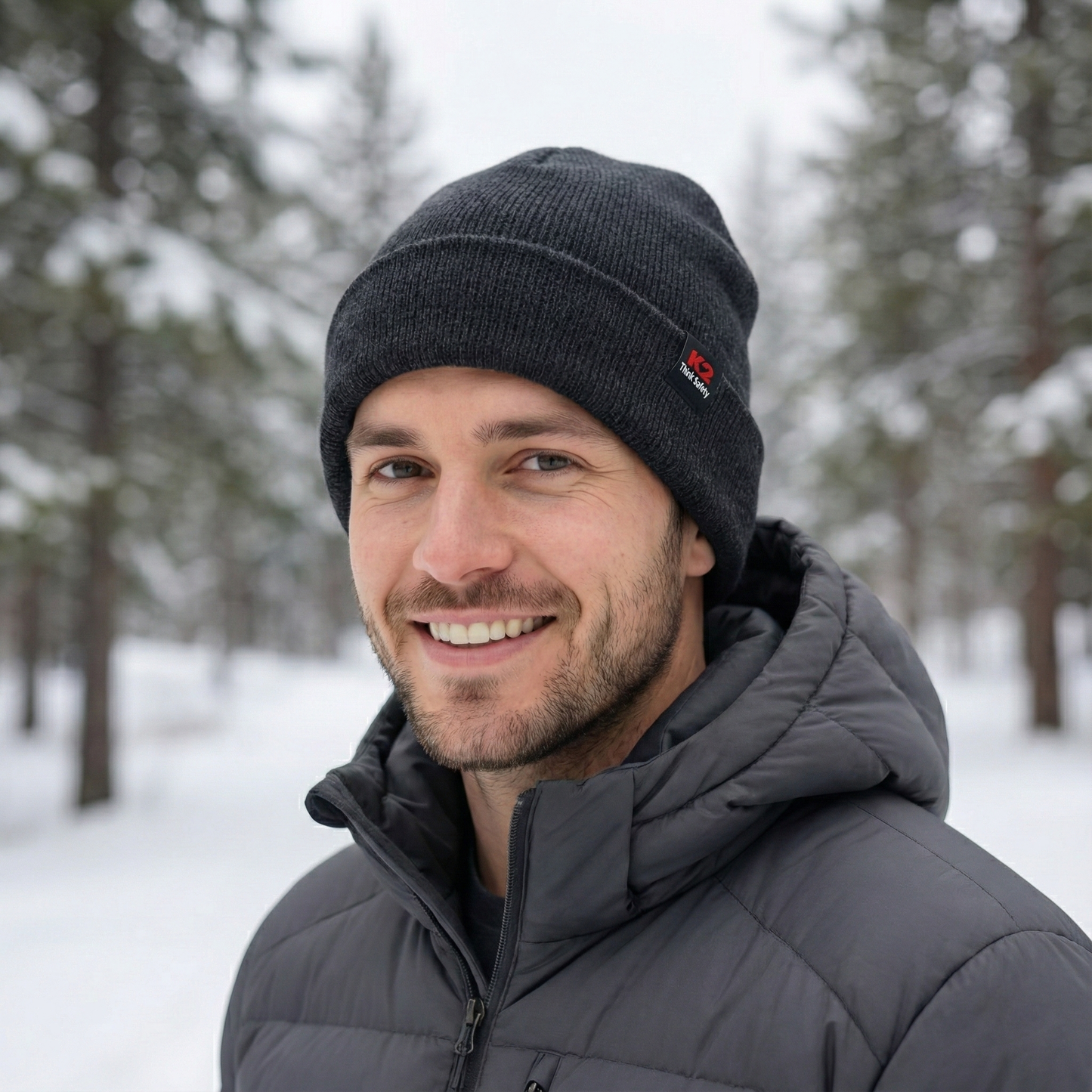 K2 "Think Safety" Workwear Beanie | Authentic Korean Outdoor Brand | Charcoal Grey