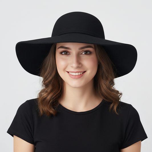 Premium Black Wool Thrifted Hat - Women's Warm Natural Knit Hat