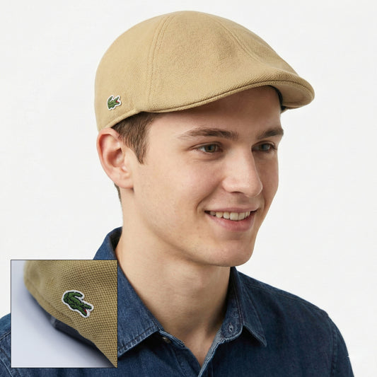 Lacoste Vintage Piqué Flat Thrifted Cap - Classic Beige Golf Ivy Hat