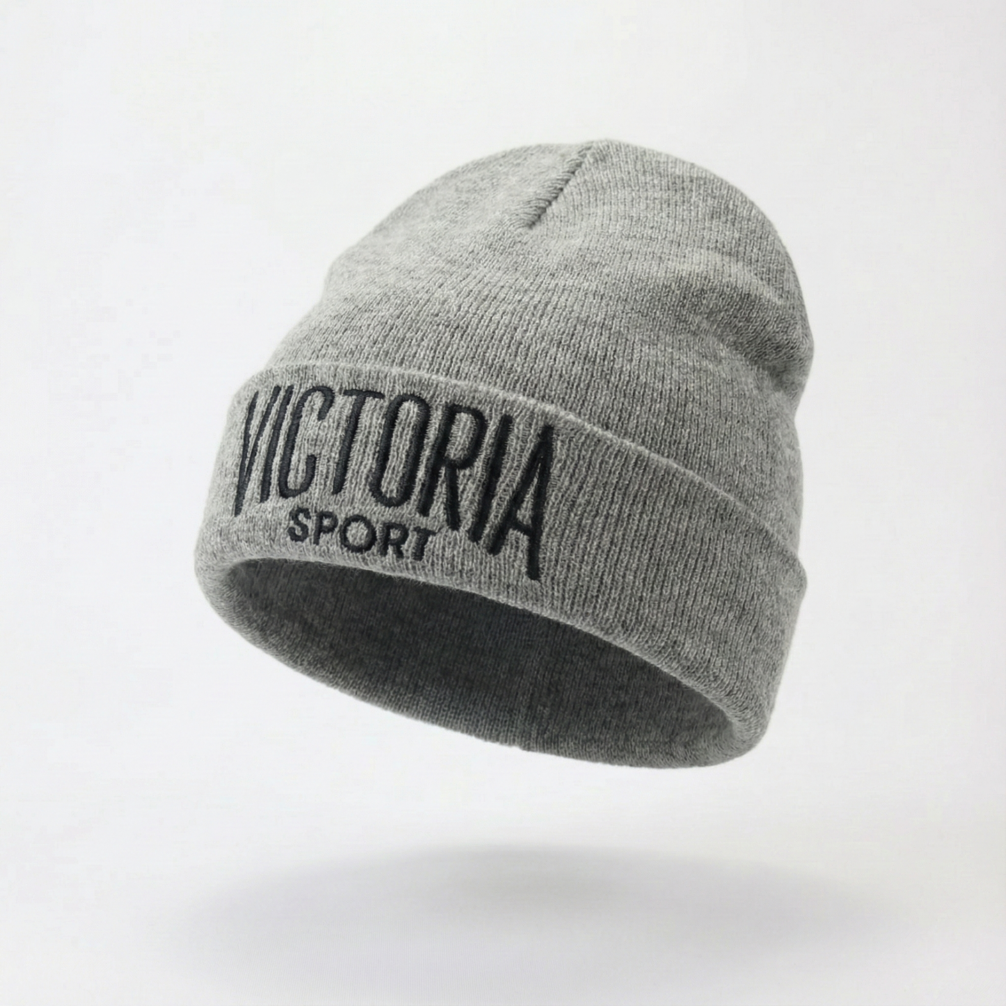 Victoria's Secret Sport Beanie | Heather Grey Knit Hat with Embroidered Logo