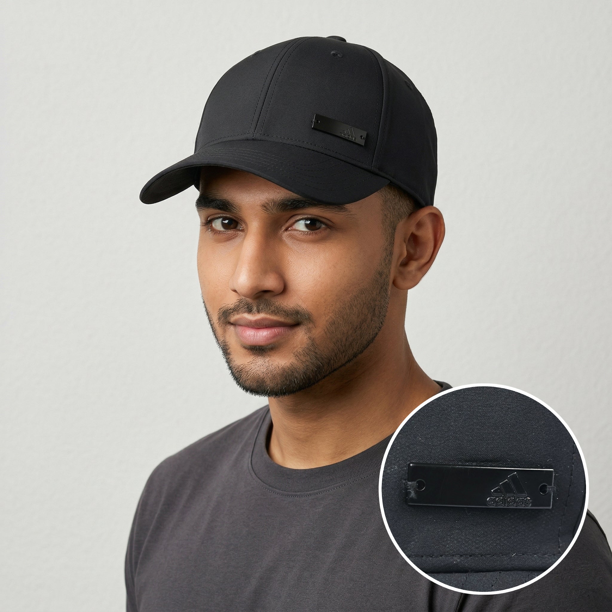 Adidas Stealth Metal Plate Logo Thrifted Cap – Triple Black (Thrifted)