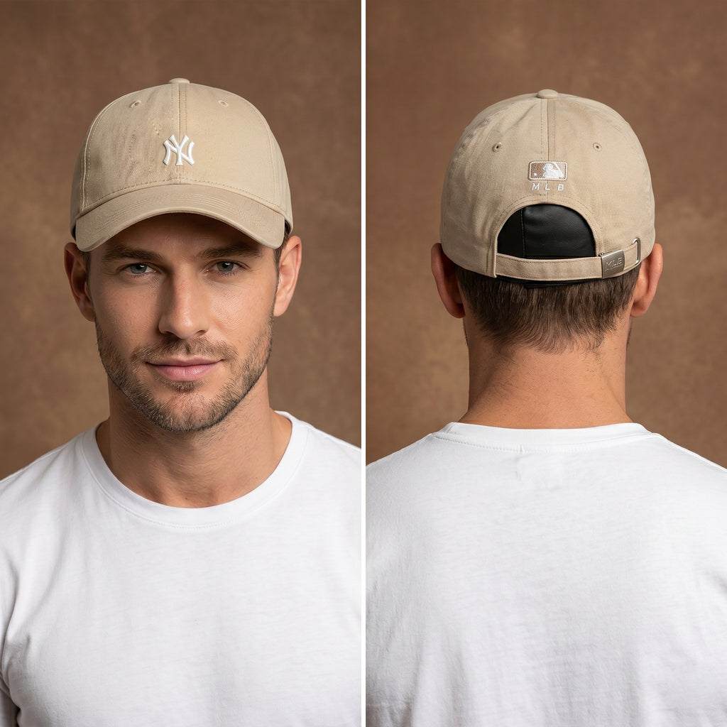 New York Yankees MLB Embroidered Dad Thrifted Hat - Khaki Beige | 56-59cm