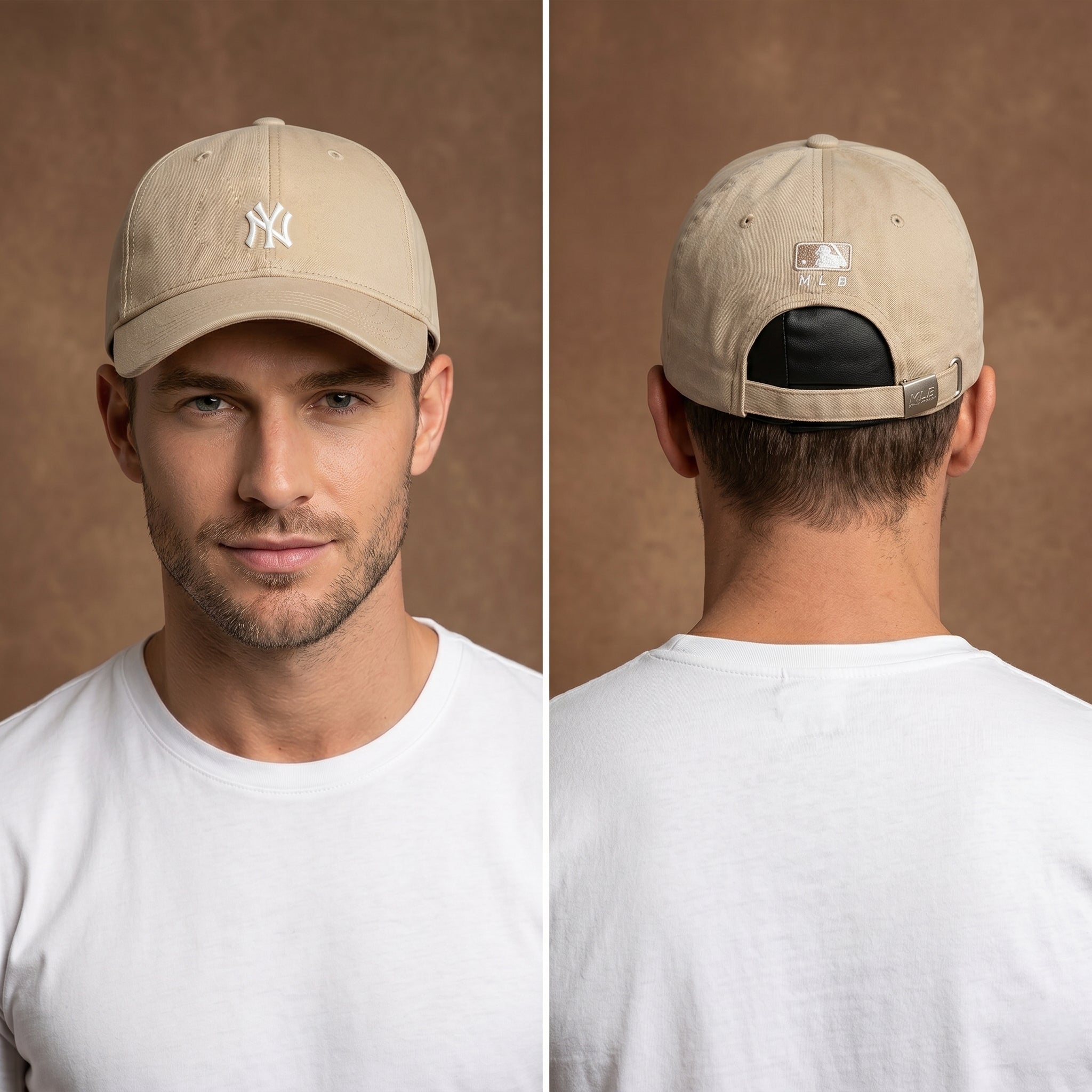 New York Yankees MLB Embroidered Dad Thrifted Hat - Khaki Beige | 56-59cm