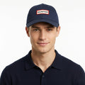 Hunter Red Box Logo Classic Curved Brim Hat - Navy Blue Thrifted Cap