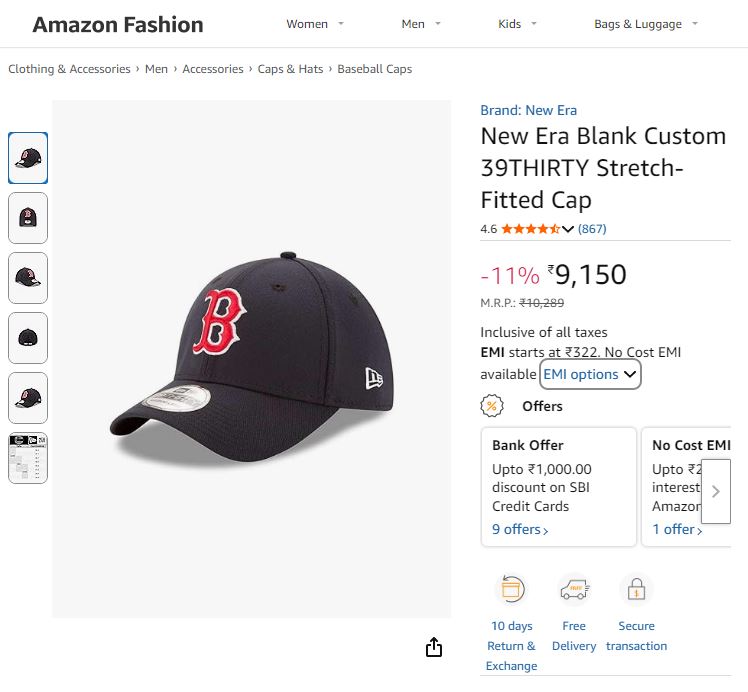 Vintage MLB Boston Red Sox New Era 9FORTY Thrifted Cap - Navy Blue