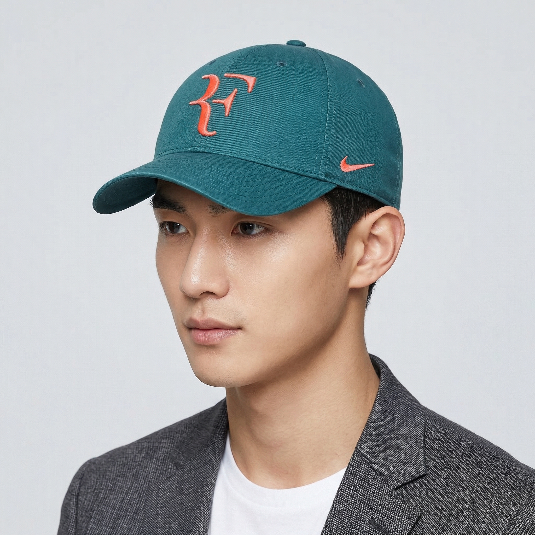Nike Roger Federer "RF" Heritage Thrifted Cap – Teal Green & Infrared