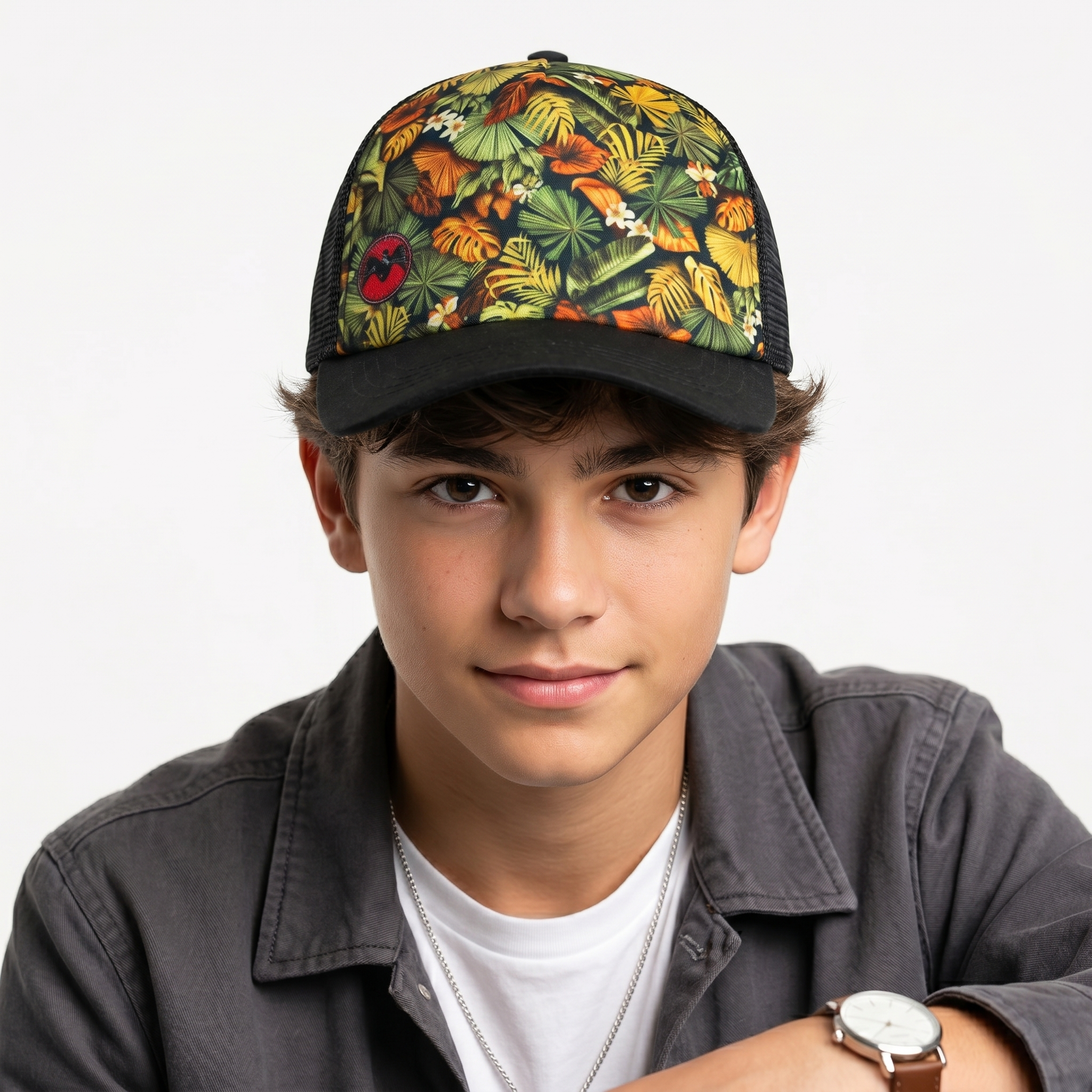 Retro Botanical Print Foam Trucker Cap