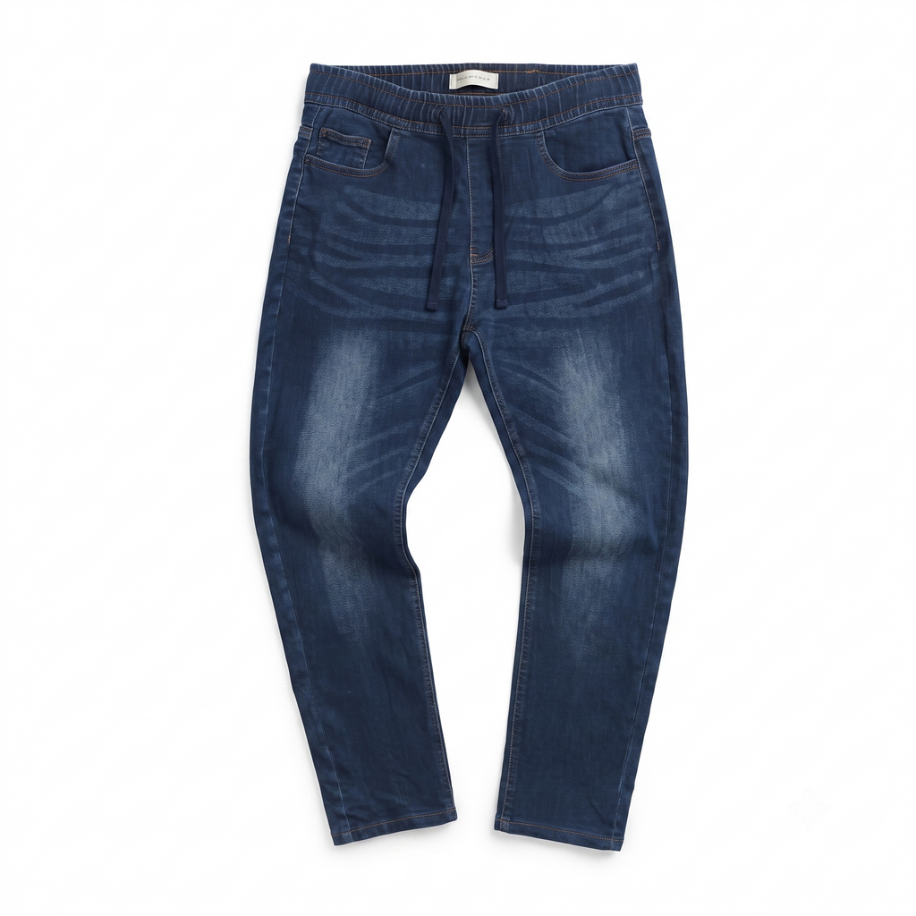 Thrifted Men's V.Cut Blue Elastic Waist Denim Waist:32/ J1085