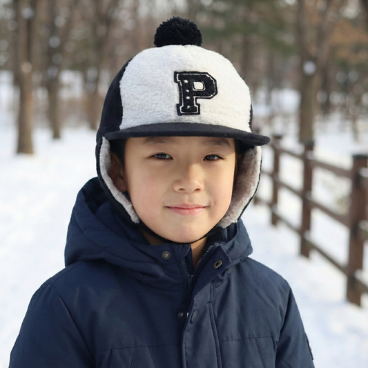 Official ZOH Kids Blue Ribbed Beanie – "P"  Logo Winter Cap