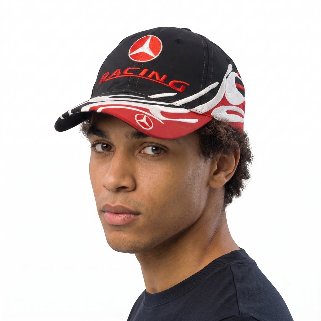 Vintage Mercedes-Benz Racing Flame Graphic Motorsport Strapback Hat
