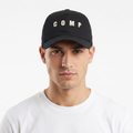 Vintage Straight MOA "COMP" Strapback Hat | Thrifted Black Red Retro Dad Cap