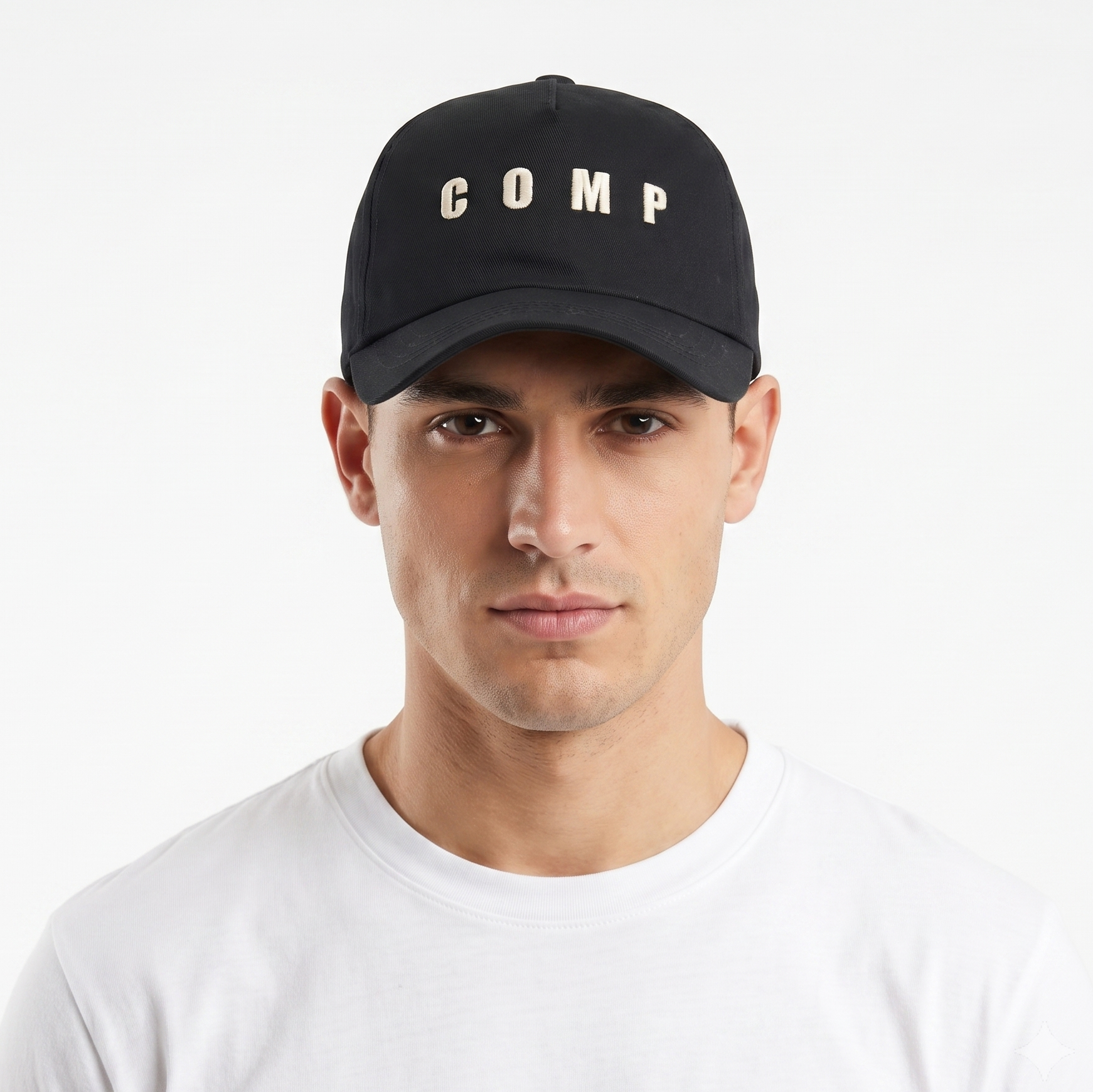 Vintage Straight MOA "COMP" Strapback Hat | Thrifted Black Red Retro Dad Cap