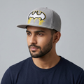 Batman Dripping Logo Thrifted Baseball Cap – Grey Graphic Snapback