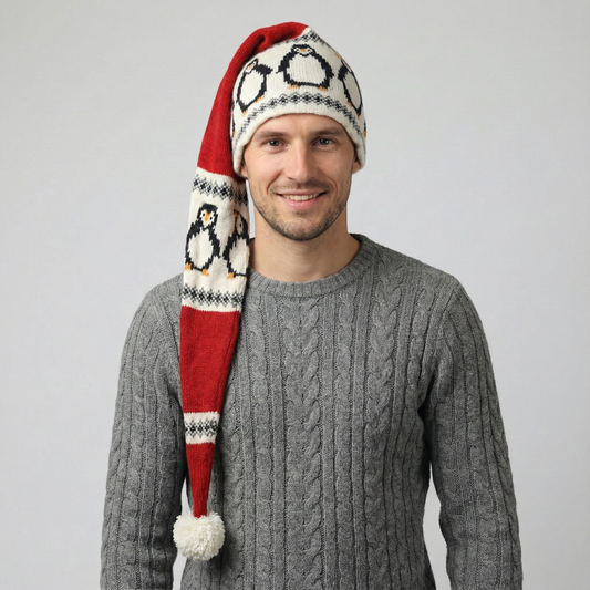 Festive Penguin Earflap Hat – Long Elf Style Cap