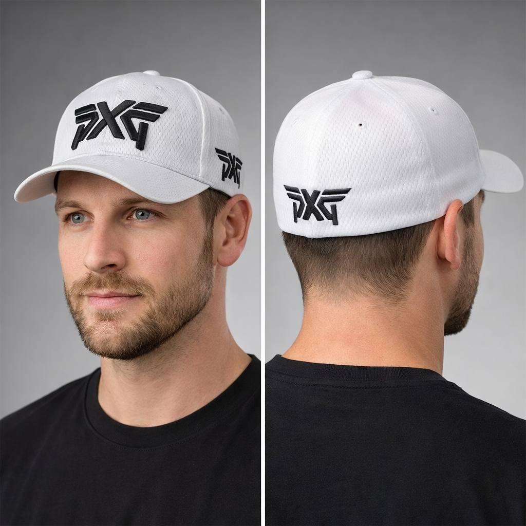 PXG Golf Luxury Thrifted Hat - White Performance Mesh