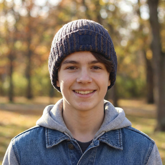 Kolon Sport Authentic Beanie | Korean Outdoor Brand | Navy & Brown Marl Knit