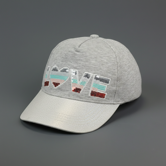 Youth Girls' Adjustable LOVE Thrifted  Snapback – Silver Glitter & Sequin Detail