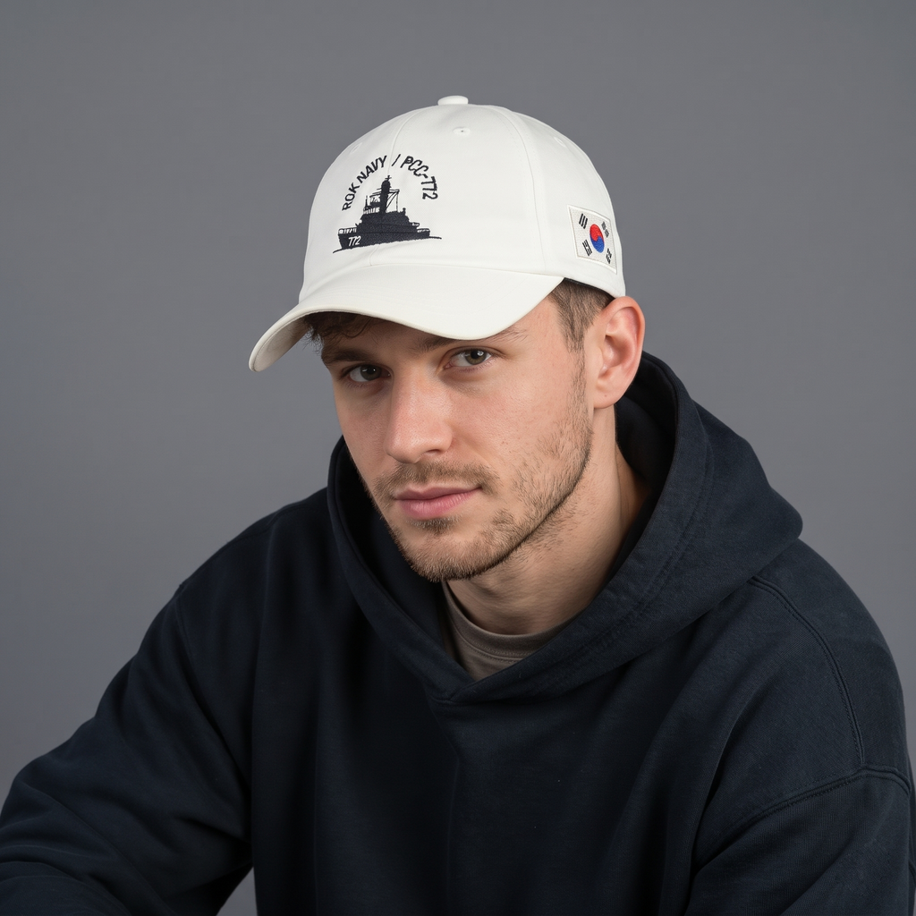 Thrifted South Korea Naval Warship Embroidered Strapback Cap | 11044