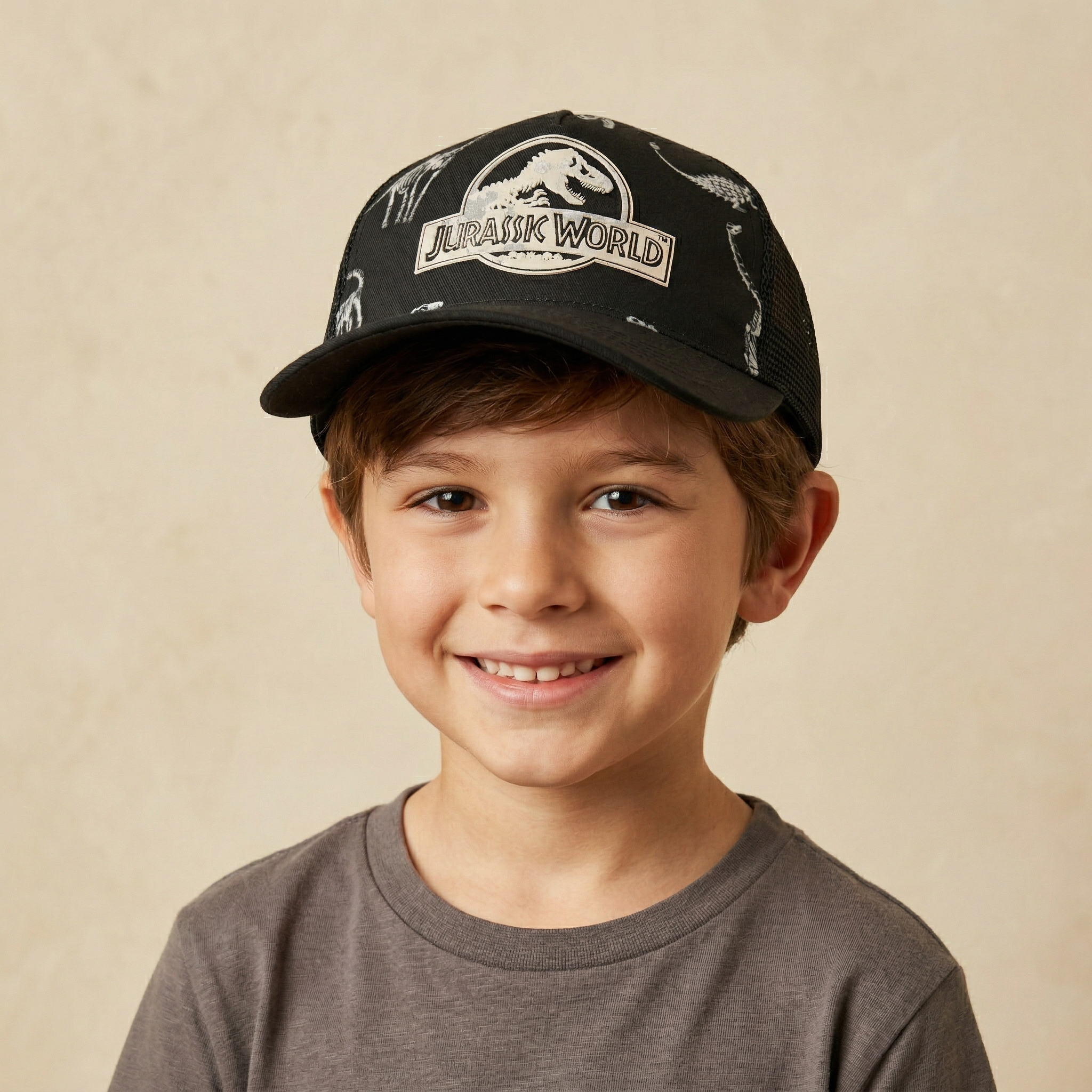 Jurassic World x H&M Kids Dinosaur Skeleton Thrifted Trucker Hat - Black