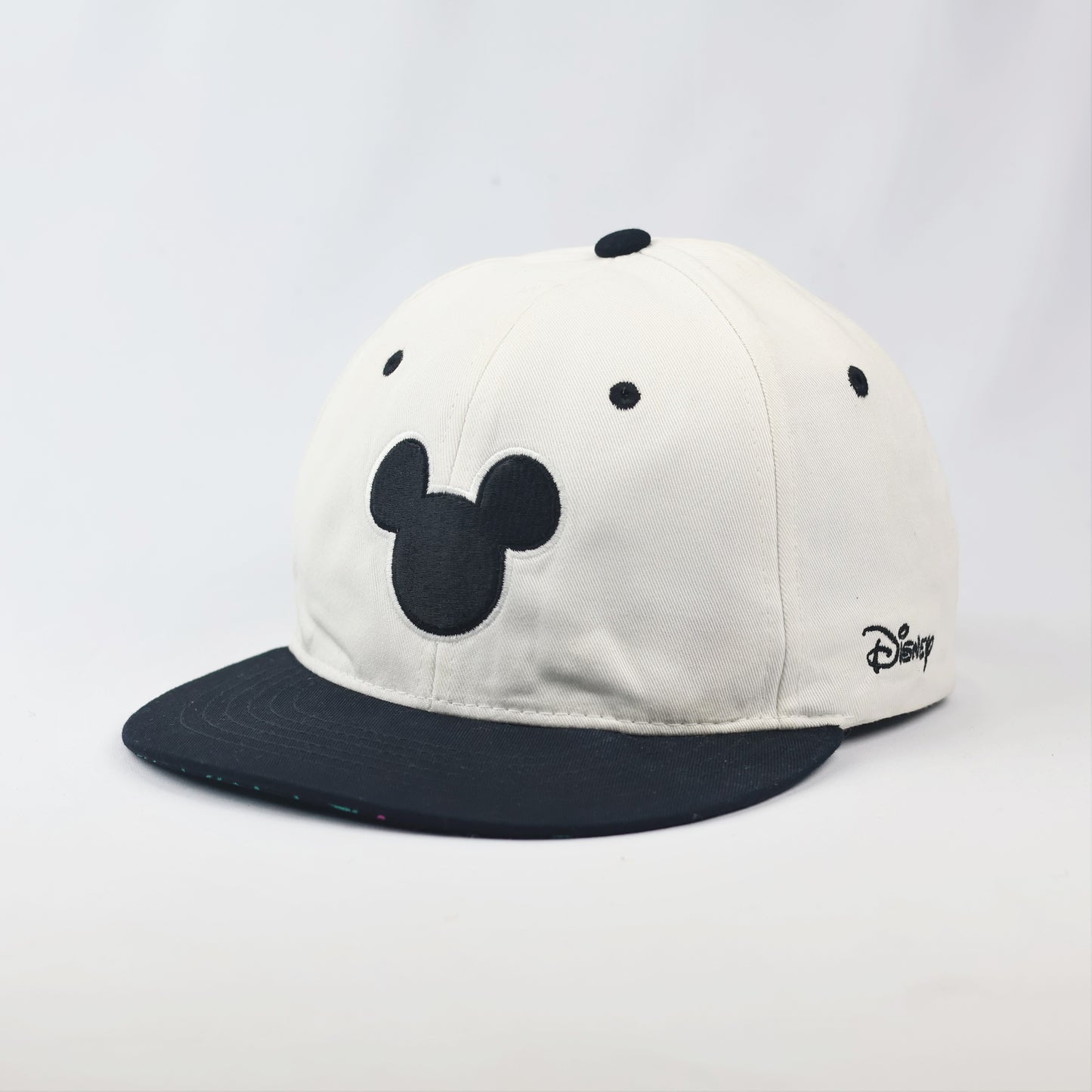 Vintage-Style Mickey Mouse Embroidered Flat Brim Thrifted Hat