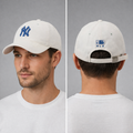 MLB New York Yankees Curved Brim Thrifted Cap - Off-White/Blue