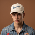 Nike Cream Baseball Cap - Retro Swoosh Logo Y2K Cord Strapback Hat