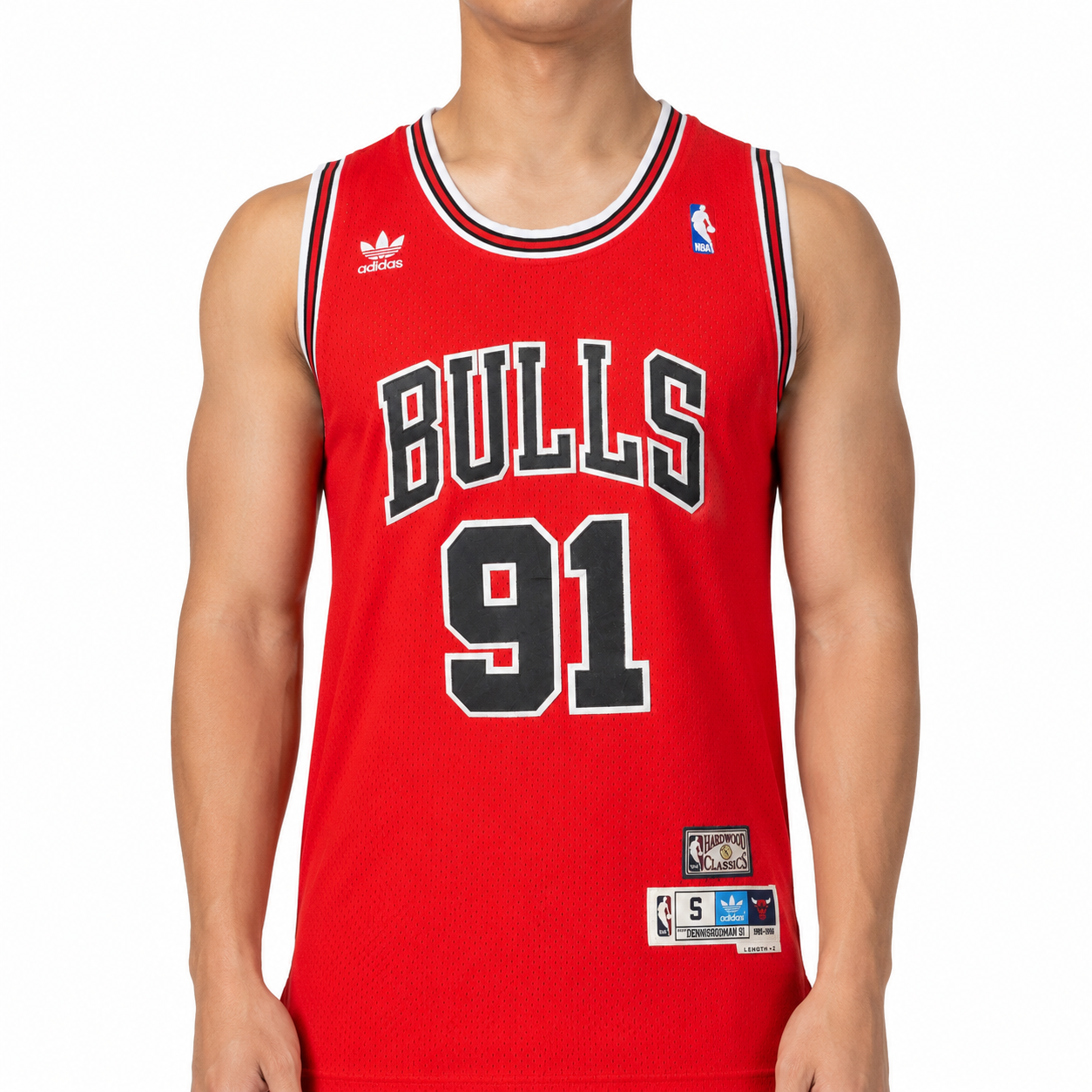 Vintage Adidas NBA Chicago Bulls Dennis Rodman #91 Hardwood Classics Jersey