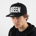 Thrifted Black Flat Brim "QUEEN" Snapback Hat | 10759