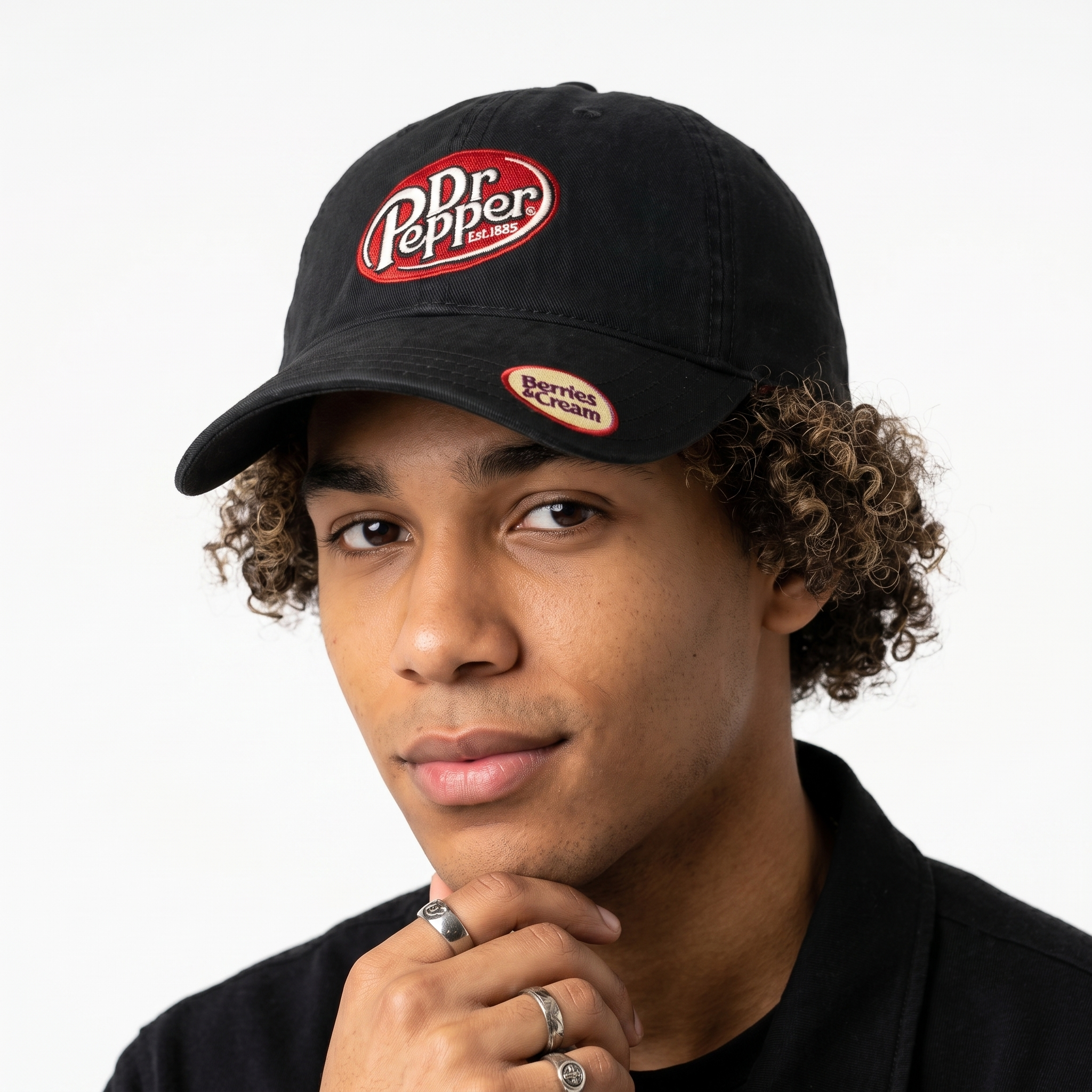 Thrifted Dr Pepper Berries & Cream Black Dad Hat | Embroidered Promo Cap