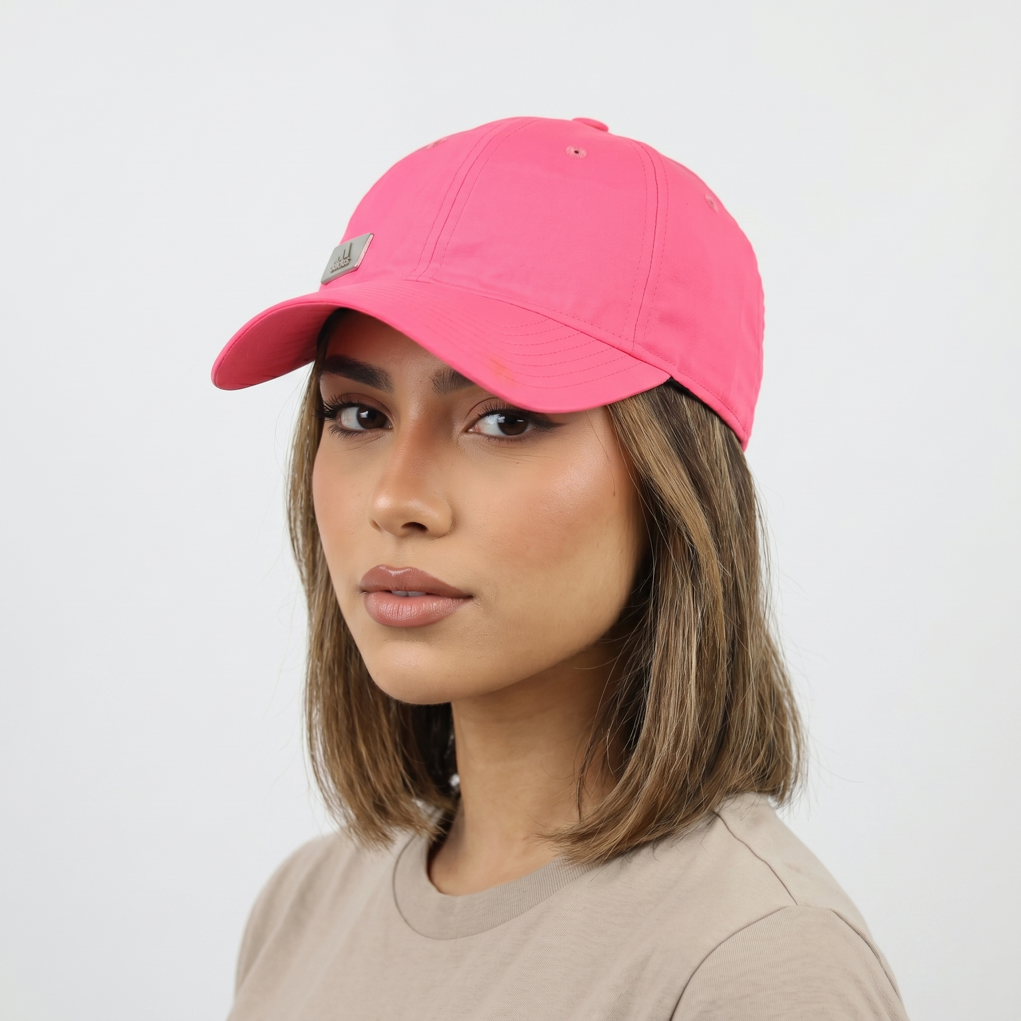 Thrifted Adidas Climalite Hot Pink Metal Badge Dad Hat