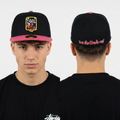 Vintage Flügel Black & Pink Embroidered Duck Logo Flat Brim Hat