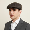 Vintage Genuine Leather Thrifted Flat Cap - Dark Brown Ivy Hat