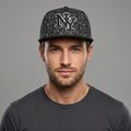 New York Splatter Print Snapback - Black & White Streetwear Hat
