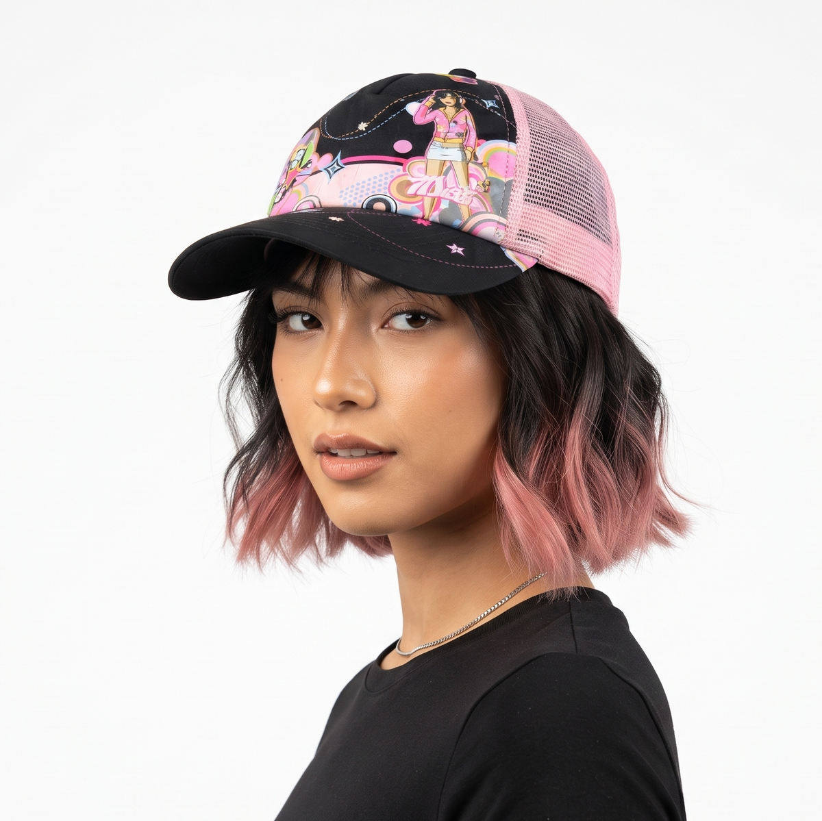 Thrifted Miss B Retro Character Print Snapback Cap (56-58cm) | 10525