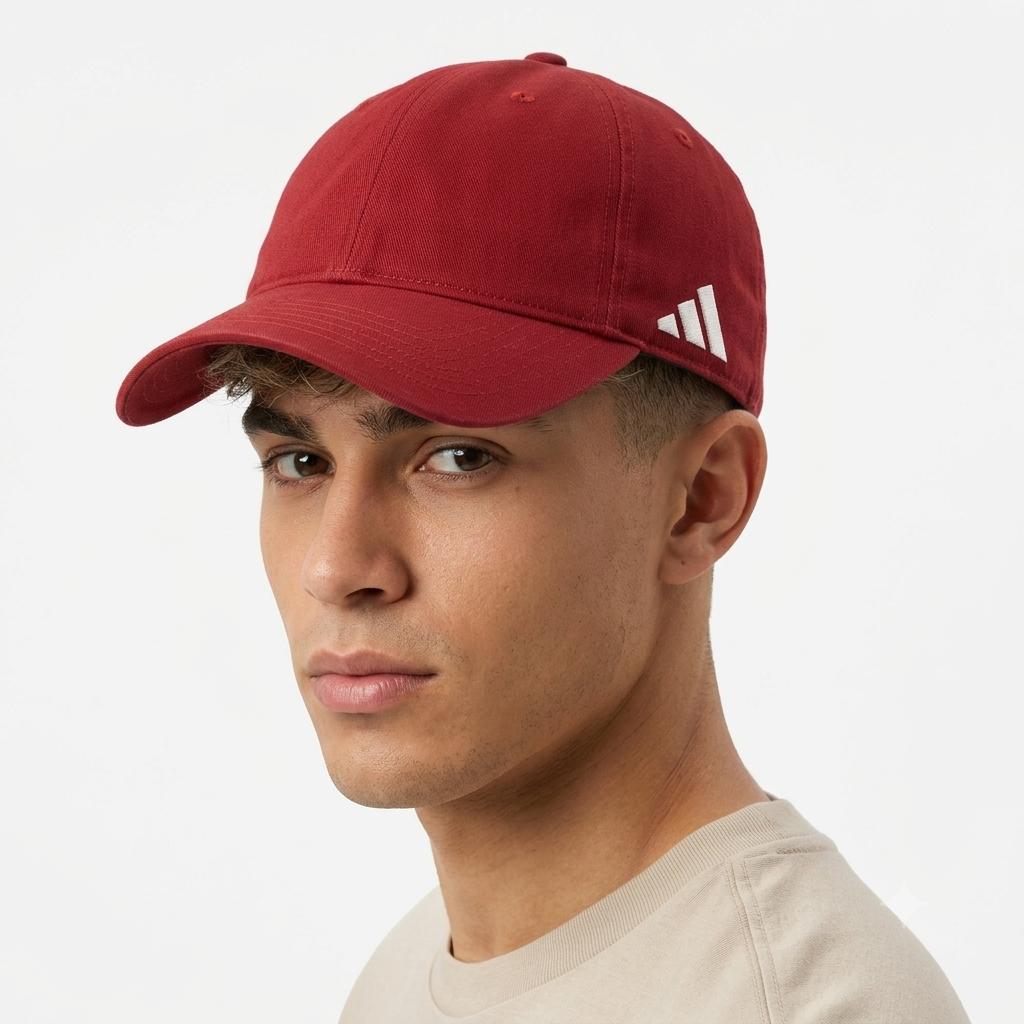 Thrifted Adidas Red 3-Bar Embroidered Strapback Cap | 10778