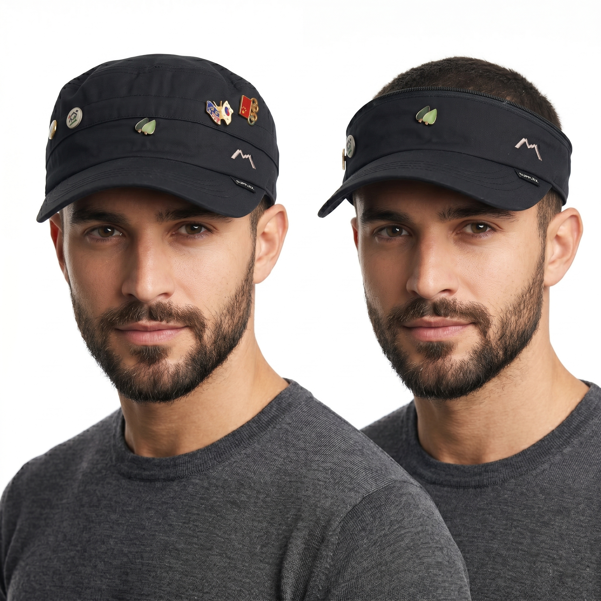 Vintage Montbell Supplex Nylon Cadet Cap with Custom Enamel Pins