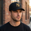 Vintage MLB New York Yankees Fitted Thrifted Cap - Black & Gold Edition