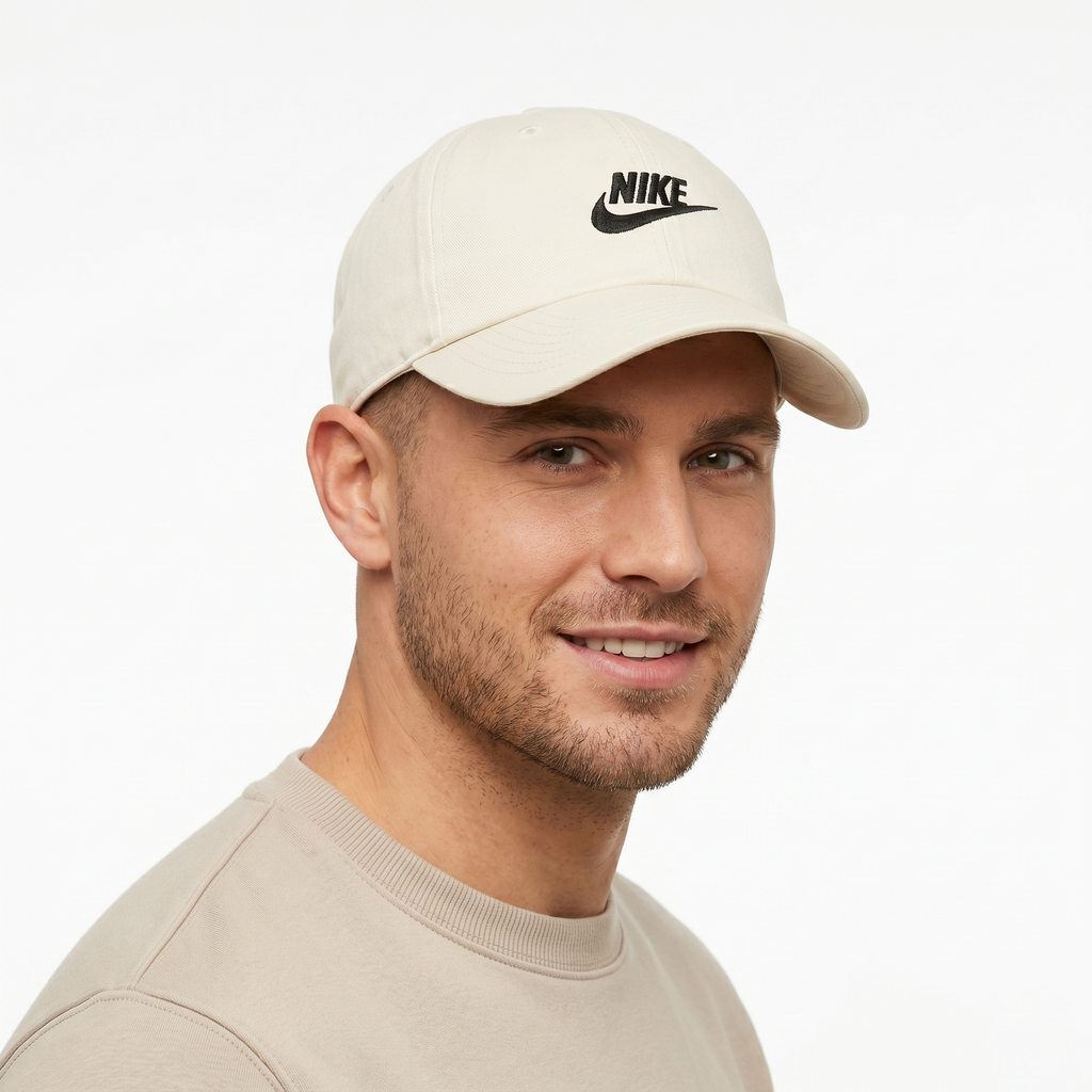 Vintage Nike Heritage86 Futura Swoosh Thrifted Cap - Beige/Cream Twill