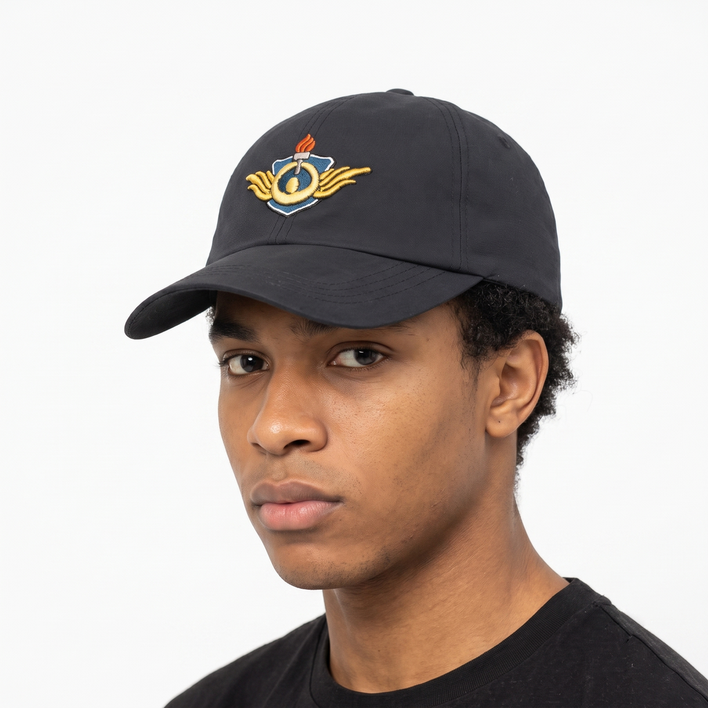 Vintage Black Emblem Embroidered Military Style Dad Hat Cap - 57-59cm