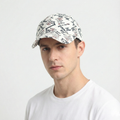 B.Reclusive Graffiti Print Baseball Thrifted Cap - Trendy White & Black Streetwear Hat