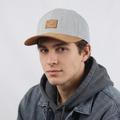 Thrifted H&M Graphic Label Grey & Tan Flat Brim Cap | 10783