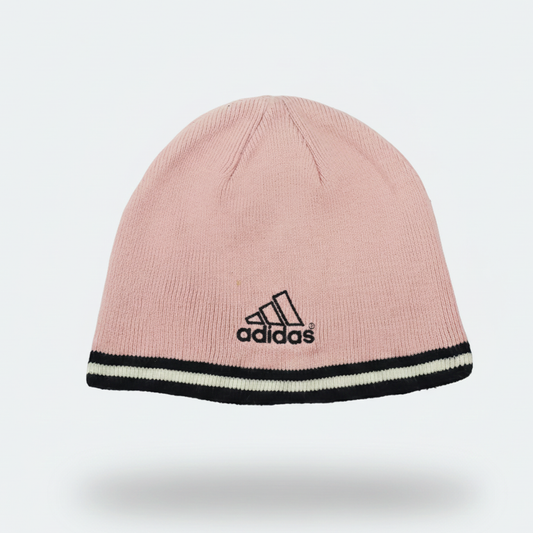 adidas Originals Pink Ribbed Thrifted Beanie Hat – Classic Trefoil Logo Winter Cap