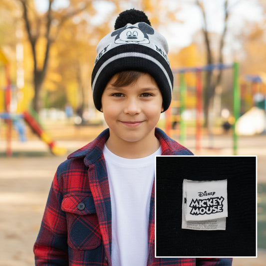 Official Disney Junior Mickey Mouse Cuffed Thrifted Beanie - Warm Winter Cap