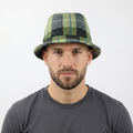 Plaid Wool-Mix Streetwear Bucket Hat - Green/Blue/Red Dotted Pattern