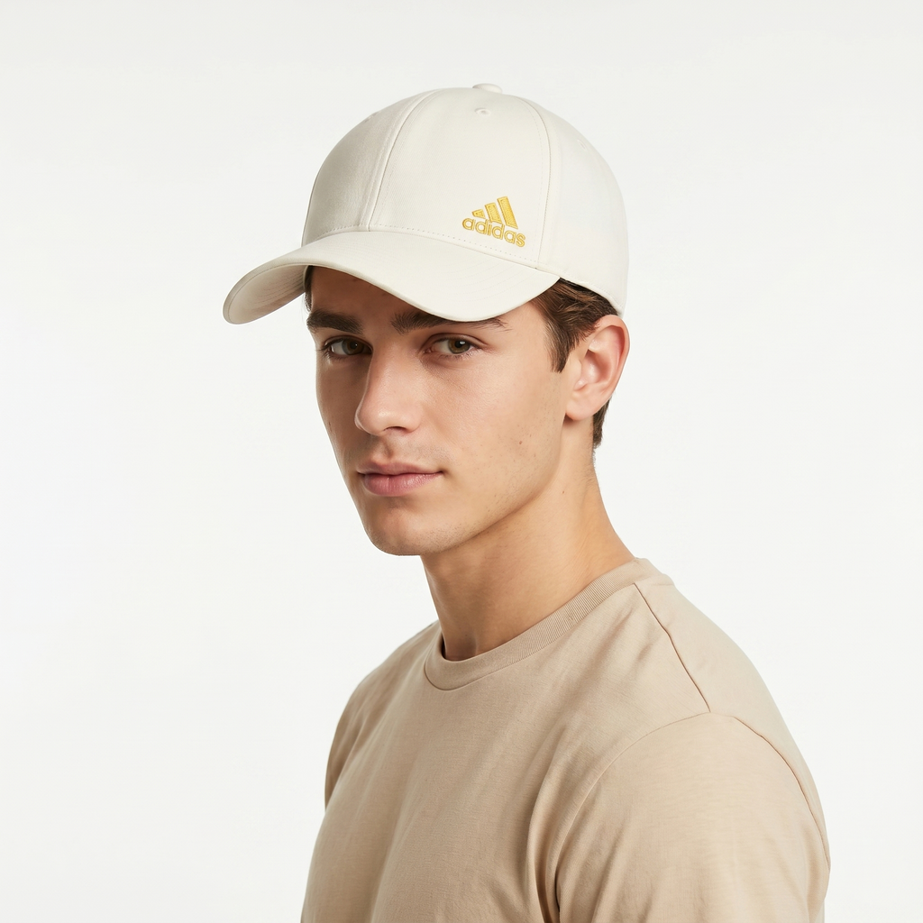 Adidas Classic Cream Unstructured Dad Hat with Yellow Thrifted Logo