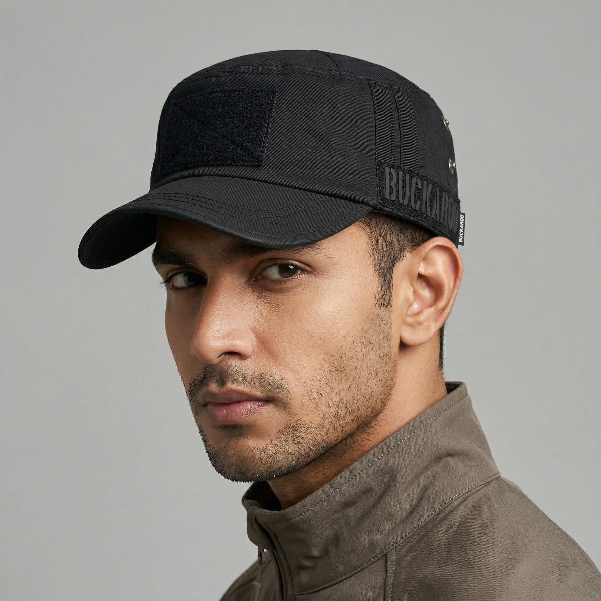 Vintage Buckaroo Jeans Military Cadet Cap - Black Streetwear (57-60cm)