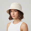 Thrifted Marchen Cream Solid Twill Sun Bucket Hat - Size 58cm